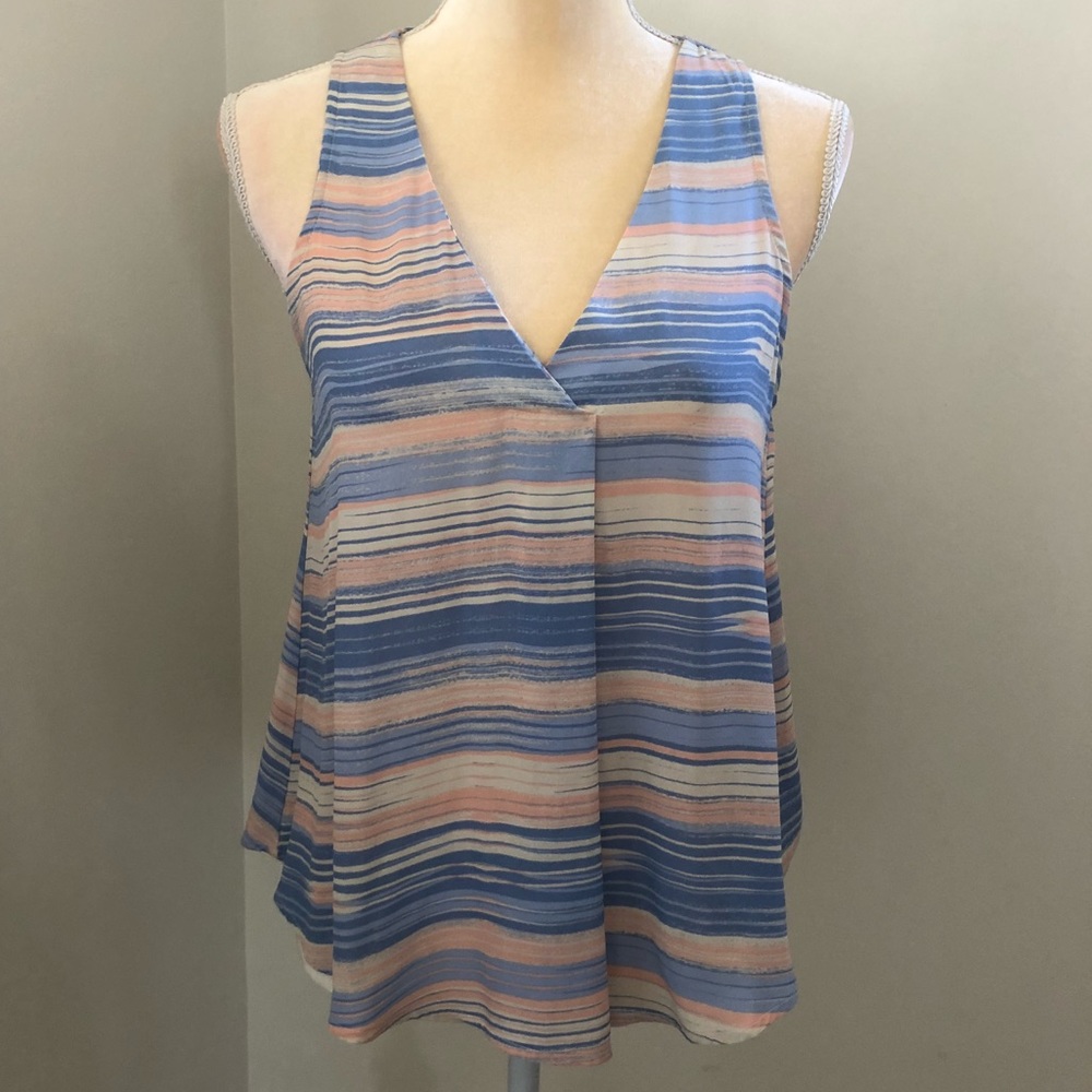 Lush cross front pink and blue tank top